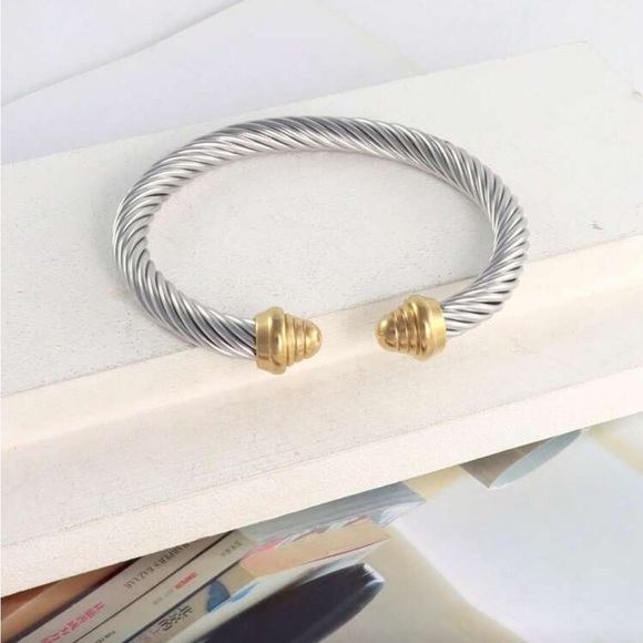 Modern Cable Twist Cuff Bracelet - Picture 2 of 7